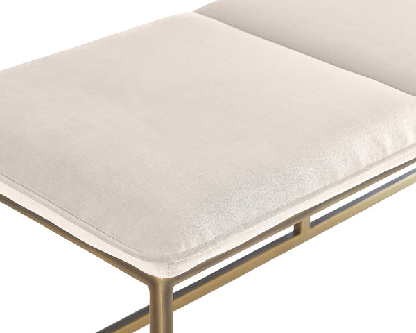 Sunpan Alley Bench: Luxurious Mid-Century Design with Durable Performance Fabric and Stylish Steel Frame Burnished Brass / Piccolo Prosecco