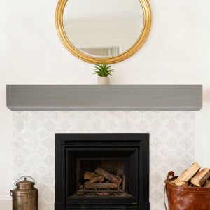 English Elm 48'' Solid Fir Wood Floating Mantel Shelf Farmhouse Style for Living Room Walls Grey W2640P386615