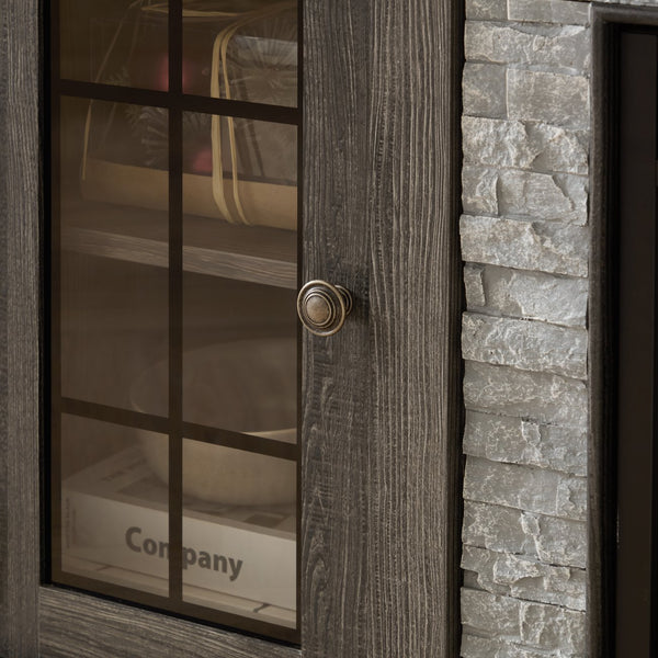 English Elm 58" Modern TV Stand with 18" Electric Fireplace, Faux Stone Mantel, Ample Storage & Cable Management for Living Room Comfort and Style Grey W2275S00027