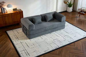 English Elm Convertible Sleeper Sofa Bed with Corduroy Upholstery, 4‑in‑1 Folding Couch Mattress, Space‑Saving Lounge Gray W3434P346243