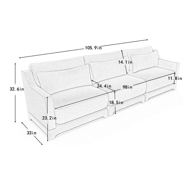 English Elm Three-Seater Sofa: Ergonomic Chenille Comfort, High-Resilience Sponge, Elegant Design For Any Room W714S01196-GIGA