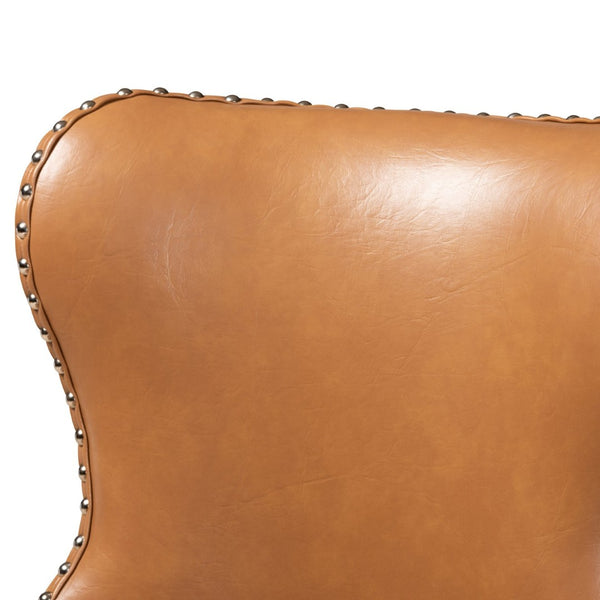 Baxton Studio Baxton Studio Swivel Bar Stool Set - Modern Tan Faux Leather & Walnut Wood, Glamorous Design! BBT5246B-Tan/Walnut-BS