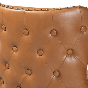 Baxton Studio Baxton Studio Swivel Bar Stool Set - Modern Tan Faux Leather & Walnut Wood, Glamorous Design! BBT5246B-Tan/Walnut-BS