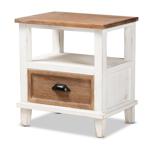 Baxton Studio Baxton Studio Glynn Rustic Farmhouse End Table with Weathered Two-Tone Finish and Storage Solutions JY19Y1063-White/Oak-ET