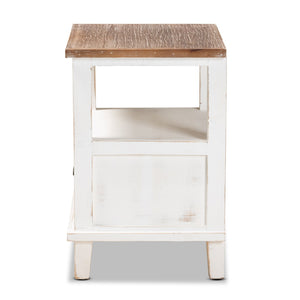 Baxton Studio Baxton Studio Glynn Rustic Farmhouse End Table with Weathered Two-Tone Finish and Storage Solutions JY19Y1063-White/Oak-ET