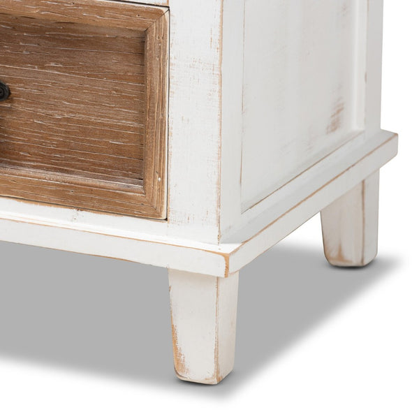 Baxton Studio Baxton Studio Glynn Rustic Farmhouse End Table with Weathered Two-Tone Finish and Storage Solutions JY19Y1063-White/Oak-ET