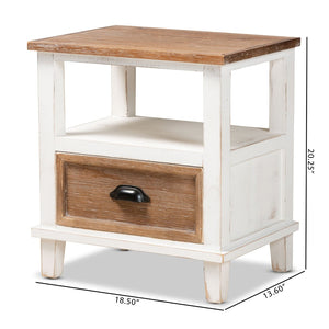 Baxton Studio Baxton Studio Glynn Rustic Farmhouse End Table with Weathered Two-Tone Finish and Storage Solutions JY19Y1063-White/Oak-ET