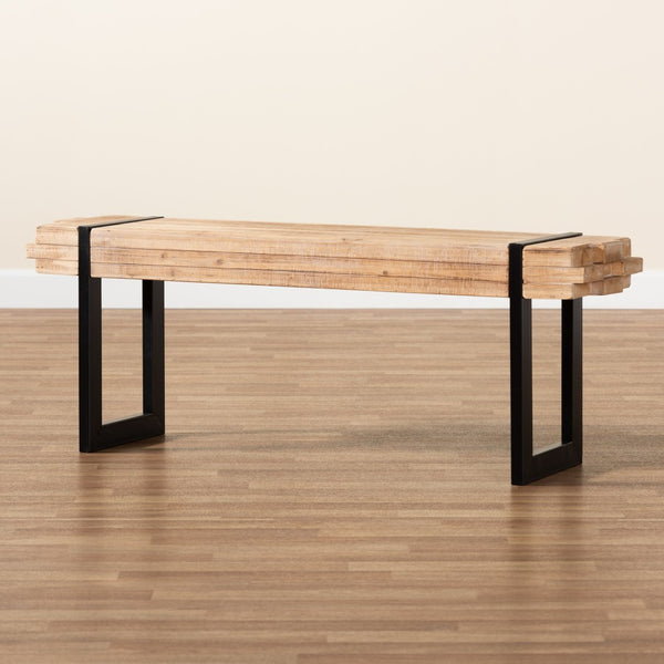 Baxton Studio Baxton Studio Rustic Industrial Bench with Natural Wood Seat & Black Metal Legs for Modern Homes JY17B4004-Brown/Black-Bench