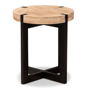 Baxton Studio Baxton Studio Horace Rustic Industrial Round End Table in Natural Brown & Black Metal for Small Spaces JY17B4012-Brown/Black-ET