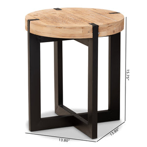 Baxton Studio Baxton Studio Horace Rustic Industrial Round End Table in Natural Brown & Black Metal for Small Spaces JY17B4012-Brown/Black-ET