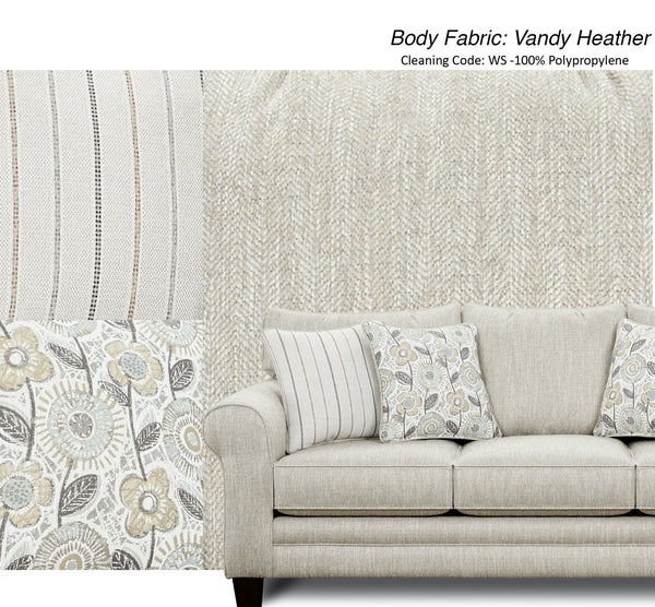 Fusion Vandy Heather Sofa In Greige - Casual Chic Design With Reversible Cushions & Versatile Pillows Greige Ws,100% Polyester 1140 Vandy Heather Sofa