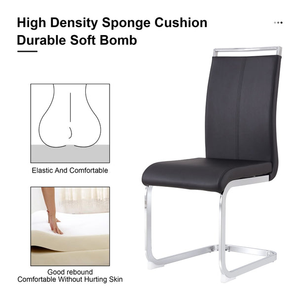 English Elm Table Set With Glass Top & 8 Black Pu Chairs - Stylish, Sturdy, And Easy To Assemble For Any Space W1151S02609-GIGA