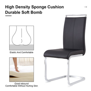 English Elm Table With Glass Top & 6 Black Pu Chairs - Modern Marble Design, Stainless Steel Legs, Easy Clean W1151S02608-GIGA