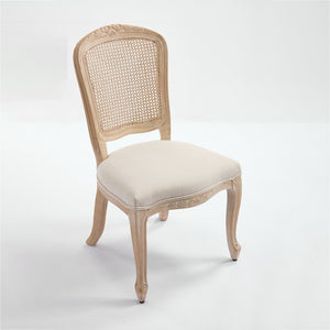 English Elm French Country Dining Chairs Set Of 2, Upholstered Rattan Back Accent Chairs For Dining & Living W3426P324538