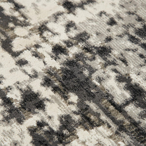 Alora Decor Graystone Abstract Ivory And Black Transitional Rug — Power-Loomed Polyester, Durable Plush Feel 7'10" x 9'10" 11411410100377109