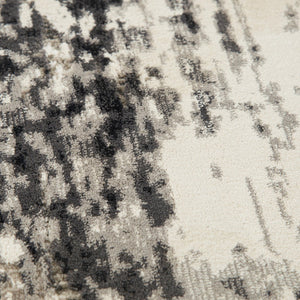 Alora Decor Graystone Abstract Ivory And Black Transitional Rug — Power-Loomed Polyester, Durable Plush Feel 7'10" x 9'10" 11411410100377109