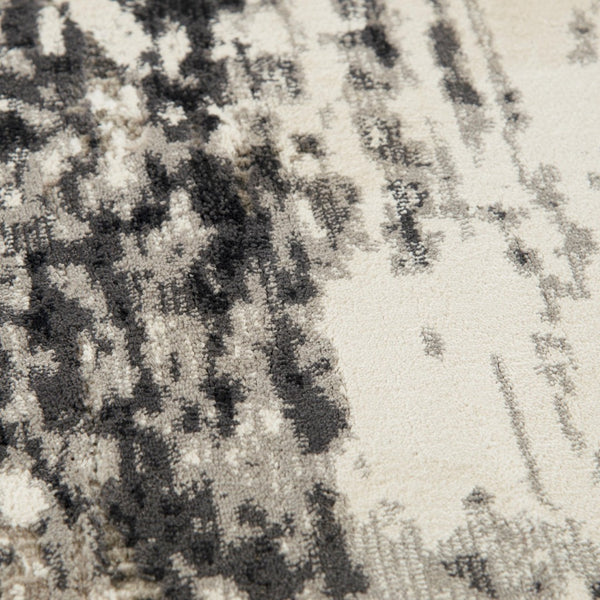 Alora Decor Graystone Abstract Ivory And Black Transitional Rug — Power-Loomed Polyester, Durable Plush Feel 7'10" x 9'10" 11411410100377109