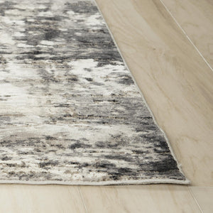 Alora Decor Graystone Abstract Ivory And Black Transitional Rug — Power-Loomed Polyester, Durable Plush Feel 7'10" x 9'10" 11411410100377109