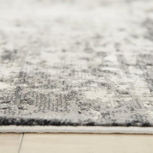 Alora Decor Graystone Abstract Ivory And Black Transitional Rug — Power-Loomed Polyester, Durable Plush Feel 7'10" x 9'10" 11411410100377109