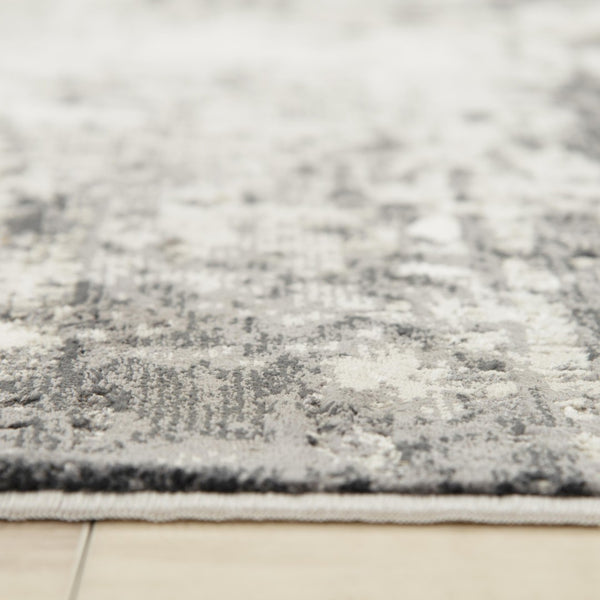 Alora Decor Graystone Abstract Ivory And Black Transitional Rug — Power-Loomed Polyester, Durable Plush Feel 7'10" x 9'10" 11411410100377109