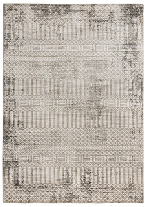 Alora Decor Graystone Plush Geometric Rug Power-Loomed Polyester — Durable Low-Pile Neutral Beige Accent Rug 6'7" x 9'6" 11411410200556796