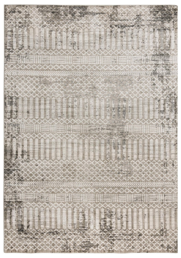 Alora Decor Graystone Plush Geometric Rug Power-Loomed Polyester — Durable Low-Pile Neutral Beige Accent Rug 6'7" x 9'6" 11411410200556796