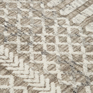 Alora Decor Graystone Plush Geometric Rug Power-Loomed Polyester — Durable Low-Pile Neutral Beige Accent Rug 6'7" x 9'6" 11411410200556796
