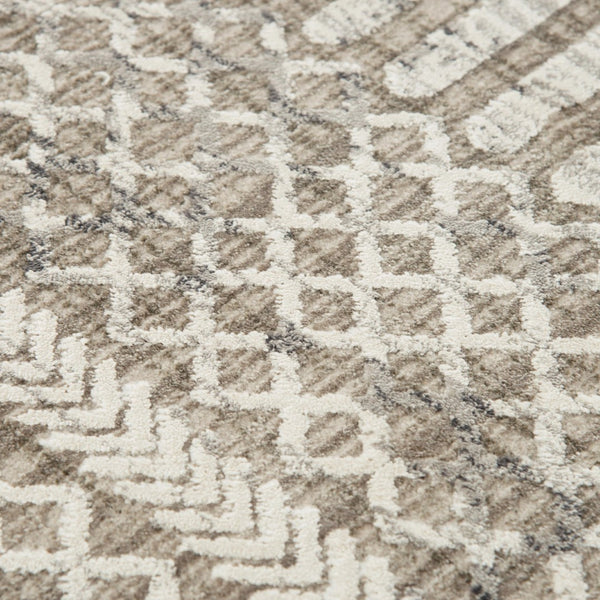 Alora Decor Graystone Plush Geometric Rug Power-Loomed Polyester — Durable Low-Pile Neutral Beige Accent Rug 6'7" x 9'6" 11411410200556796