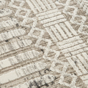 Alora Decor Graystone Plush Geometric Rug Power-Loomed Polyester — Durable Low-Pile Neutral Beige Accent Rug 6'7" x 9'6" 11411410200556796