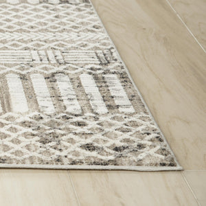Alora Decor Graystone Plush Geometric Rug Power-Loomed Polyester — Durable Low-Pile Neutral Beige Accent Rug 6'7" x 9'6" 11411410200556796