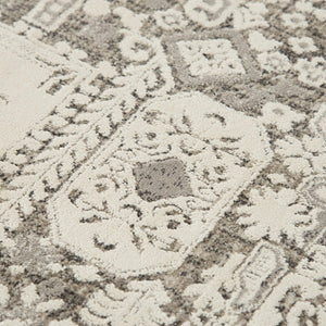Alora Decor Graystone Ivory And Gray Persian-Inspired Area Rug, Power-Loomed Polyester Cut Pile For Durability And Comfort 6'7" x 9'6" 11411410300306796