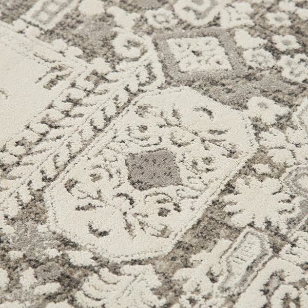 Alora Decor Graystone Ivory And Gray Persian-Inspired Area Rug, Power-Loomed Polyester Cut Pile For Durability And Comfort 6'7" x 9'6" 11411410300306796