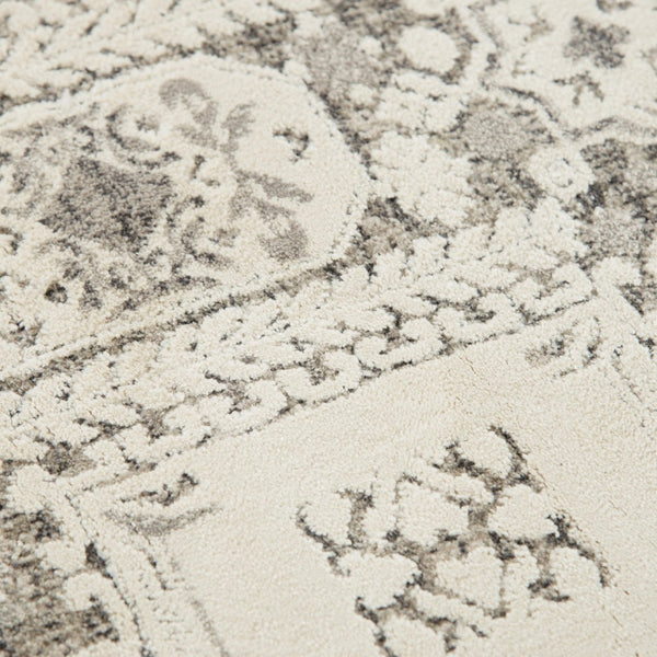 Alora Decor Graystone Ivory And Gray Persian-Inspired Area Rug, Power-Loomed Polyester Cut Pile For Durability And Comfort 6'7" x 9'6" 11411410300306796