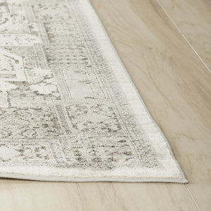Alora Decor Graystone Ivory And Gray Persian-Inspired Area Rug, Power-Loomed Polyester Cut Pile For Durability And Comfort 6'7" x 9'6" 11411410300306796