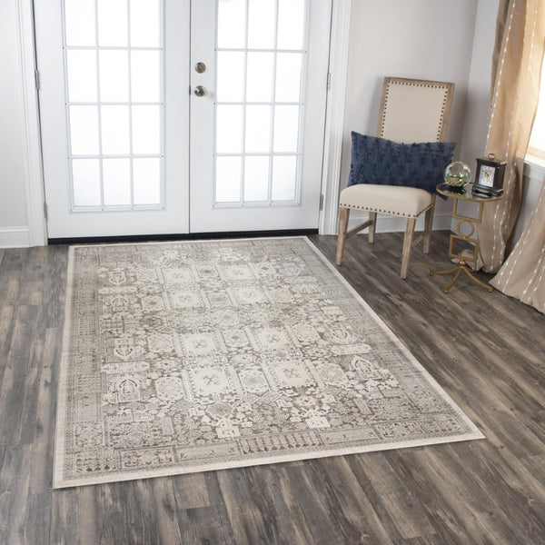 Alora Decor Graystone Ivory And Gray Persian-Inspired Area Rug, Power-Loomed Polyester Cut Pile For Durability And Comfort 6'7" x 9'6" 11411410300306796