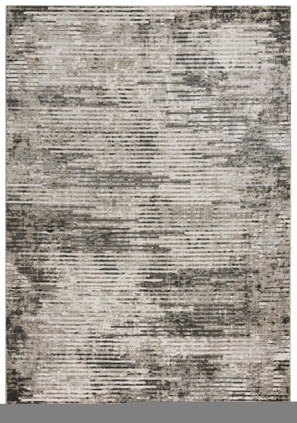 Alora Decor Graystone Abstract Transitional Rug In Gray Ivory Black Power-Loomed Polyester Low-Pile Durability 6'7" x 9'6" 11411410400336796