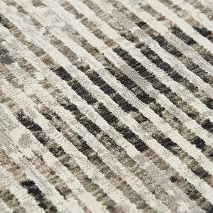 Alora Decor Graystone Abstract Transitional Rug In Gray Ivory Black Power-Loomed Polyester Low-Pile Durability 6'7" x 9'6" 11411410400336796
