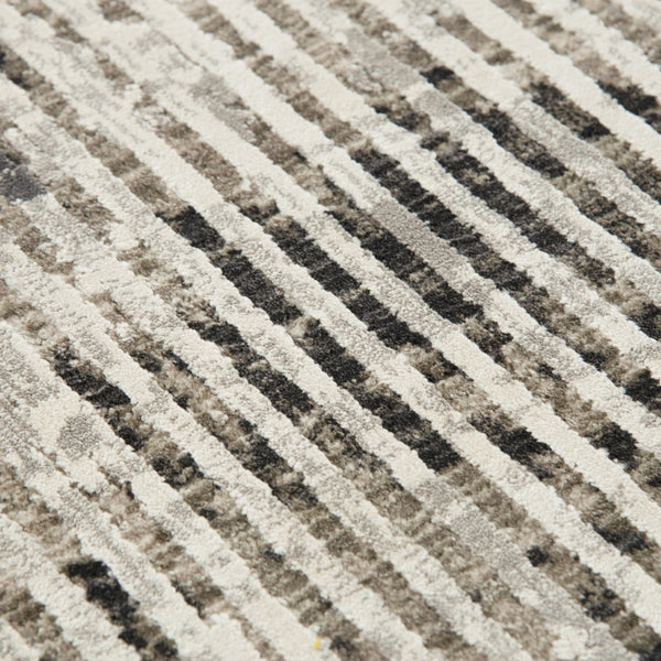 Alora Decor Graystone Abstract Transitional Rug In Gray Ivory Black Power-Loomed Polyester Low-Pile Durability 6'7" x 9'6" 11411410400336796