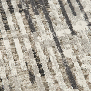 Alora Decor Graystone Abstract Transitional Rug In Gray Ivory Black Power-Loomed Polyester Low-Pile Durability 6'7" x 9'6" 11411410400336796