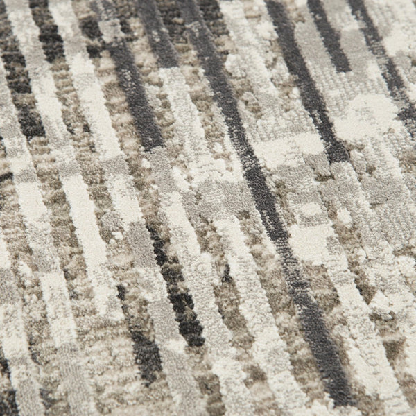 Alora Decor Graystone Abstract Transitional Rug In Gray Ivory Black Power-Loomed Polyester Low-Pile Durability 6'7" x 9'6" 11411410400336796