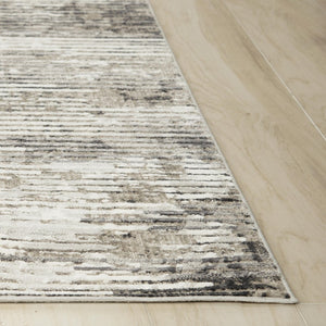 Alora Decor Graystone Abstract Transitional Rug In Gray Ivory Black Power-Loomed Polyester Low-Pile Durability 6'7" x 9'6" 11411410400336796