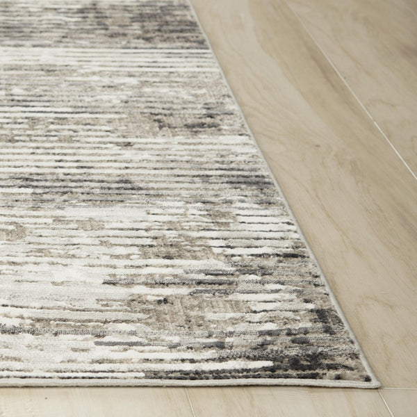 Alora Decor Graystone Abstract Transitional Rug In Gray Ivory Black Power-Loomed Polyester Low-Pile Durability 6'7" x 9'6" 11411410400336796