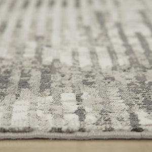 Alora Decor Graystone Abstract Transitional Rug In Gray Ivory Black Power-Loomed Polyester Low-Pile Durability 6'7" x 9'6" 11411410400336796