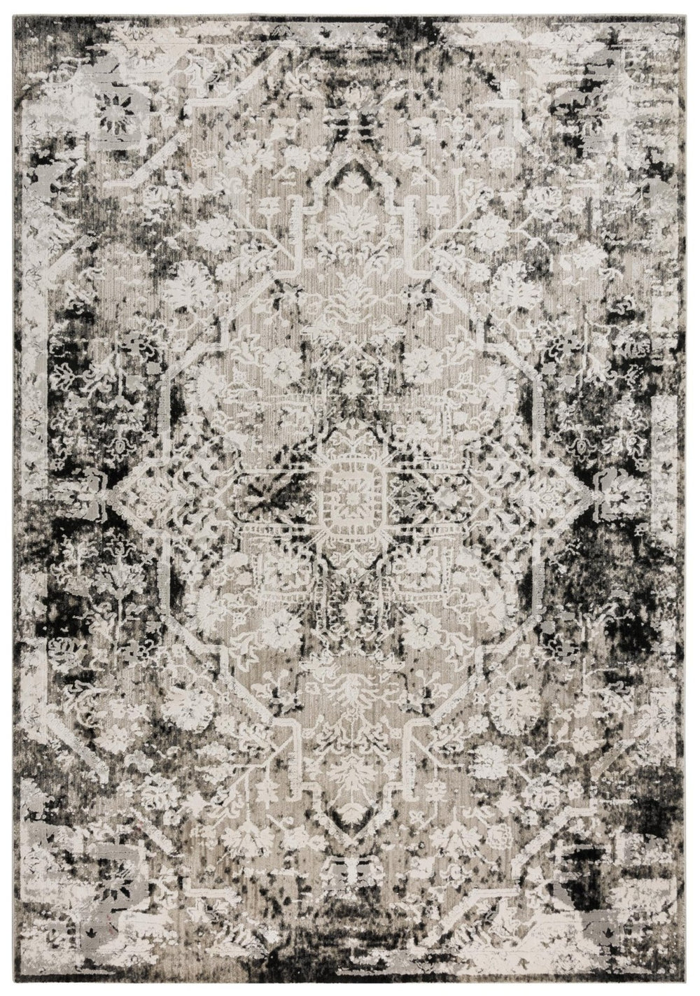 Alora Decor Graystone Transitional Medallion Rug In Neutral Tones — Power‑Loomed Polyester, Soft Short Pile 6'7" x 9'6" 11411410500556796