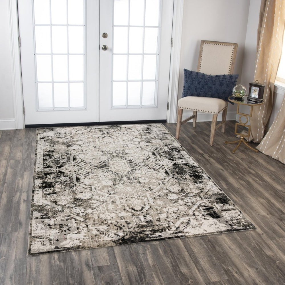 Alora Decor Graystone Transitional Medallion Rug In Neutral Tones — Power‑Loomed Polyester, Soft Short Pile 6'7" x 9'6" 11411410500556796