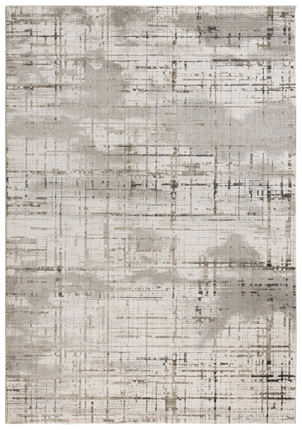 Alora Decor Graystone Abstract Transitional Area Rug In Neutral Ivory Gray Black — Plush Polyester, Durable 6'7" x 9'6" 11411410600376796