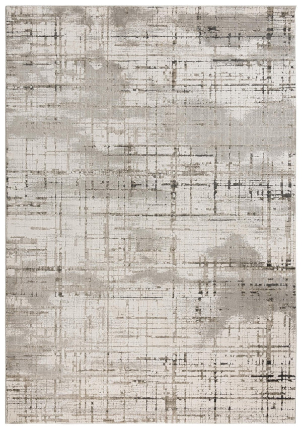 Alora Decor Graystone Abstract Transitional Area Rug In Neutral Ivory Gray Black — Plush Polyester, Durable 6'7" x 9'6" 11411410600376796