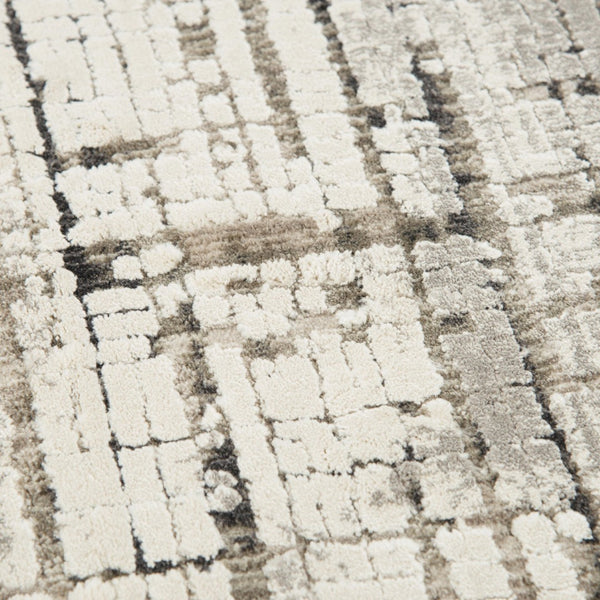 Alora Decor Graystone Abstract Transitional Area Rug In Neutral Ivory Gray Black — Plush Polyester, Durable 6'7" x 9'6" 11411410600376796