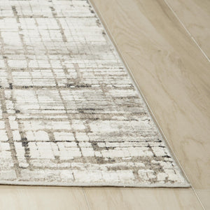 Alora Decor Graystone Abstract Transitional Area Rug In Neutral Ivory Gray Black — Plush Polyester, Durable 6'7" x 9'6" 11411410600376796
