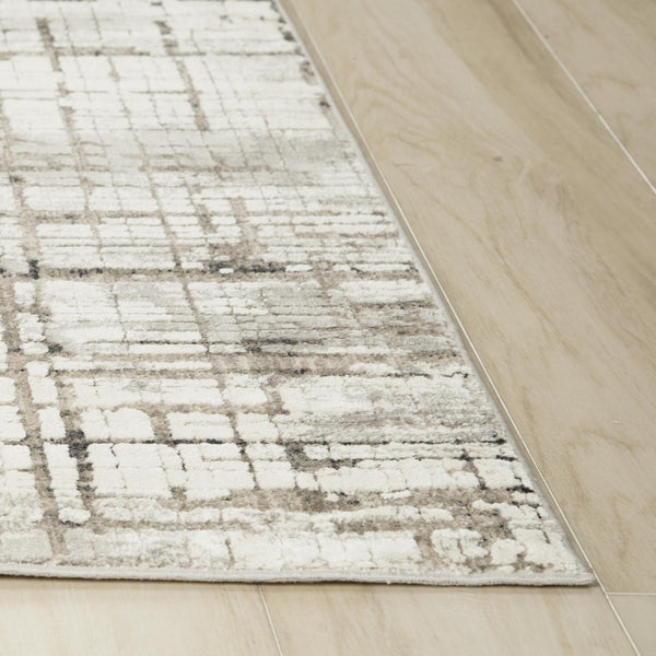Alora Decor Graystone Abstract Transitional Area Rug In Neutral Ivory Gray Black — Plush Polyester, Durable 6'7" x 9'6" 11411410600376796